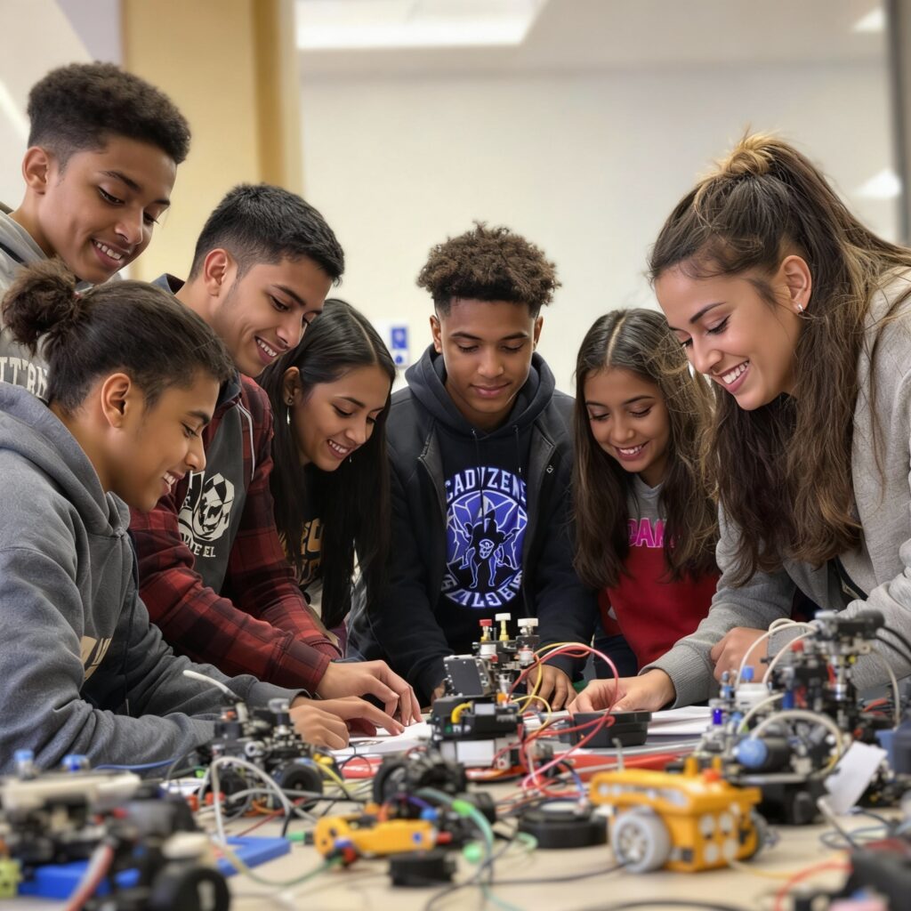 Kids getting involved in the AI workspace